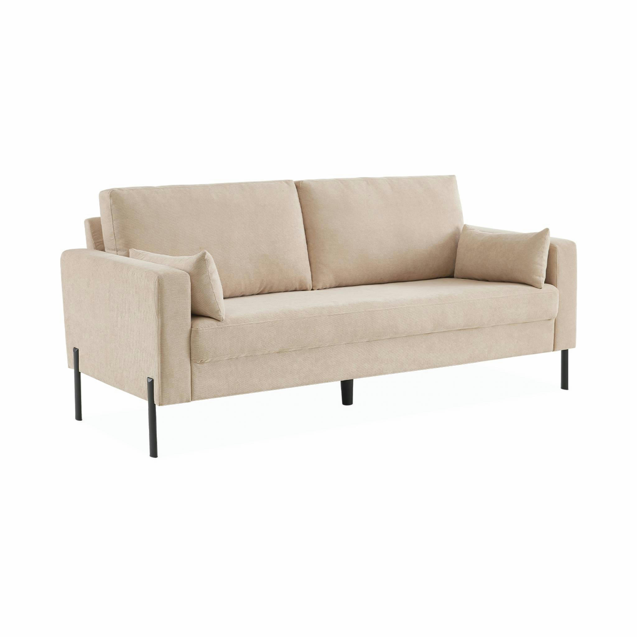 BJORN - Canapé 3 places en velours côtelé beige