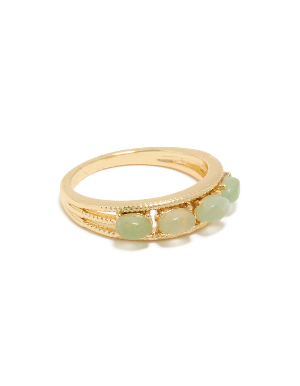 Gold Plated Vintage Green Pebbles Ring