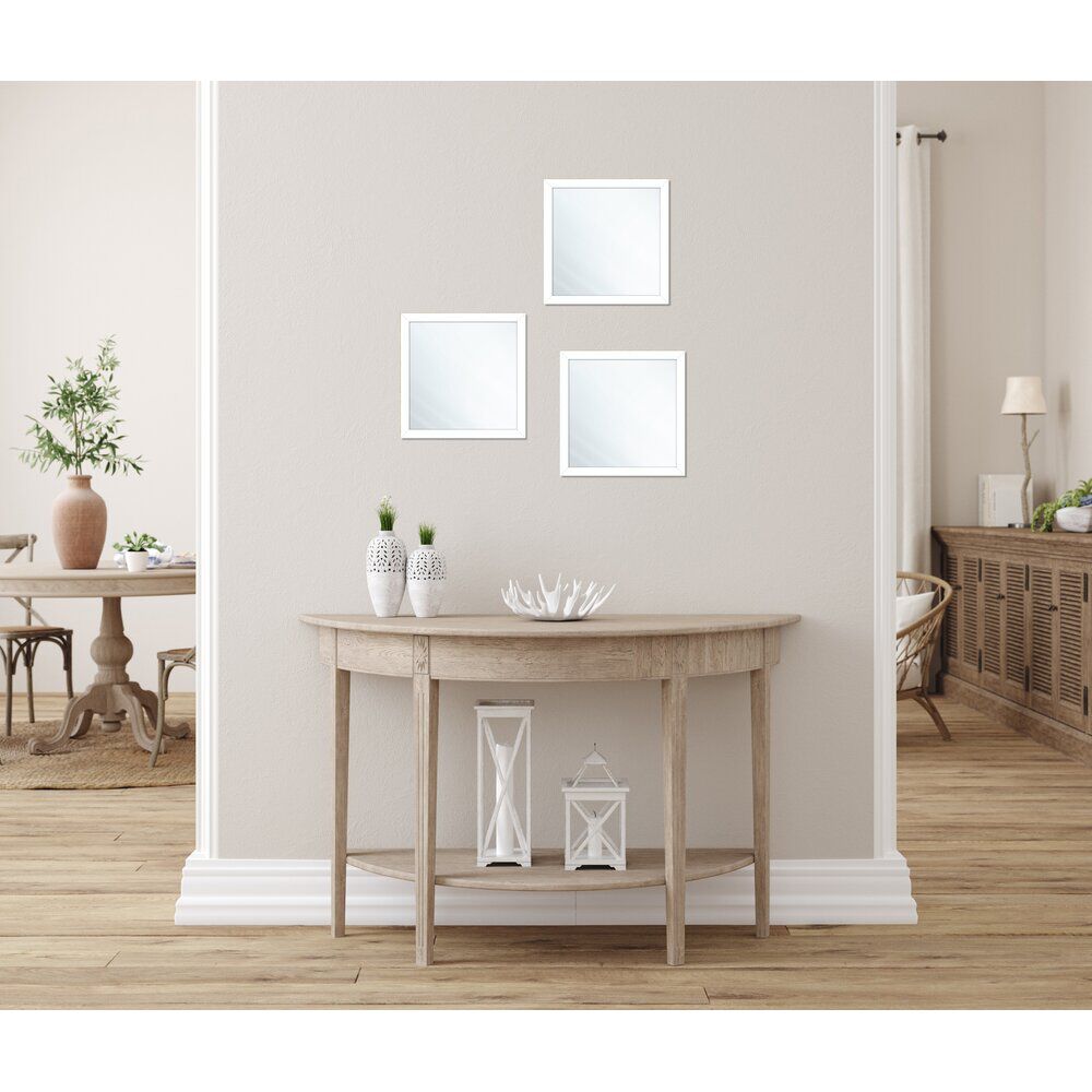 Miroir carré x3 en bois blanc 22x22cm