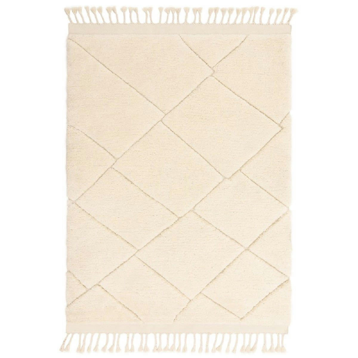 OUJDA - Tapis de salon en microfibre blanc cassé 160x230 cm