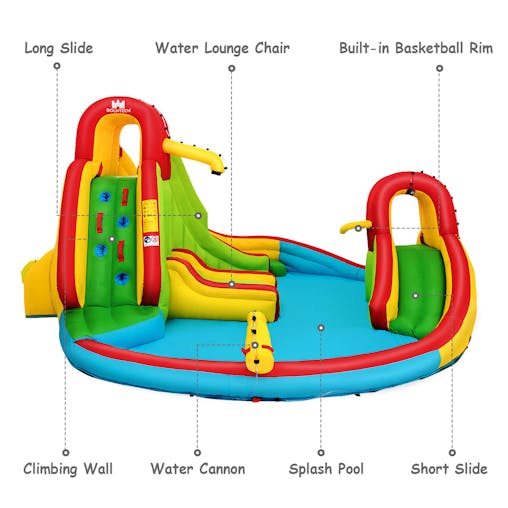 NNECW Inflatable Water Slide Jumping Castle with Two Slides Trampoline