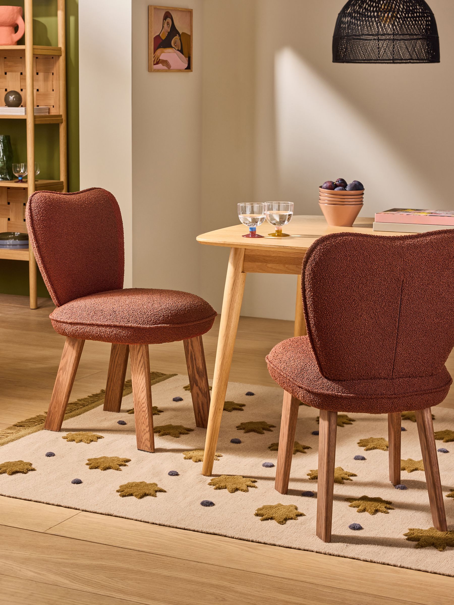 Set of 2 Tylar Dining Chairs in Rust Orange Pax Boucle