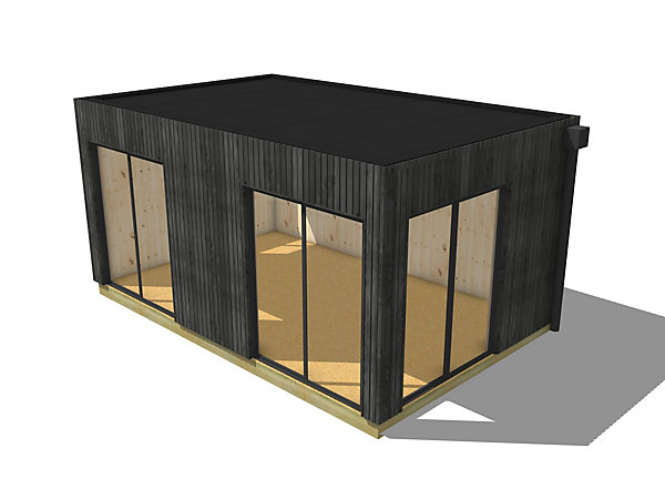 Bureau de jardin 4 saisons en bois 5,5 x 3,5 x 2,7 m / isolation RE2020 avec plancher isolé