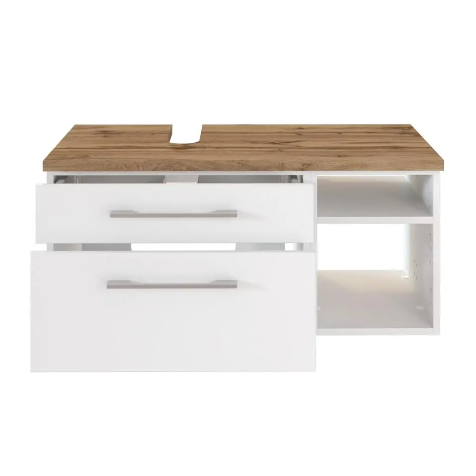 Wastafelonderkast Dasa (links) 90cm met 2 lades - wit