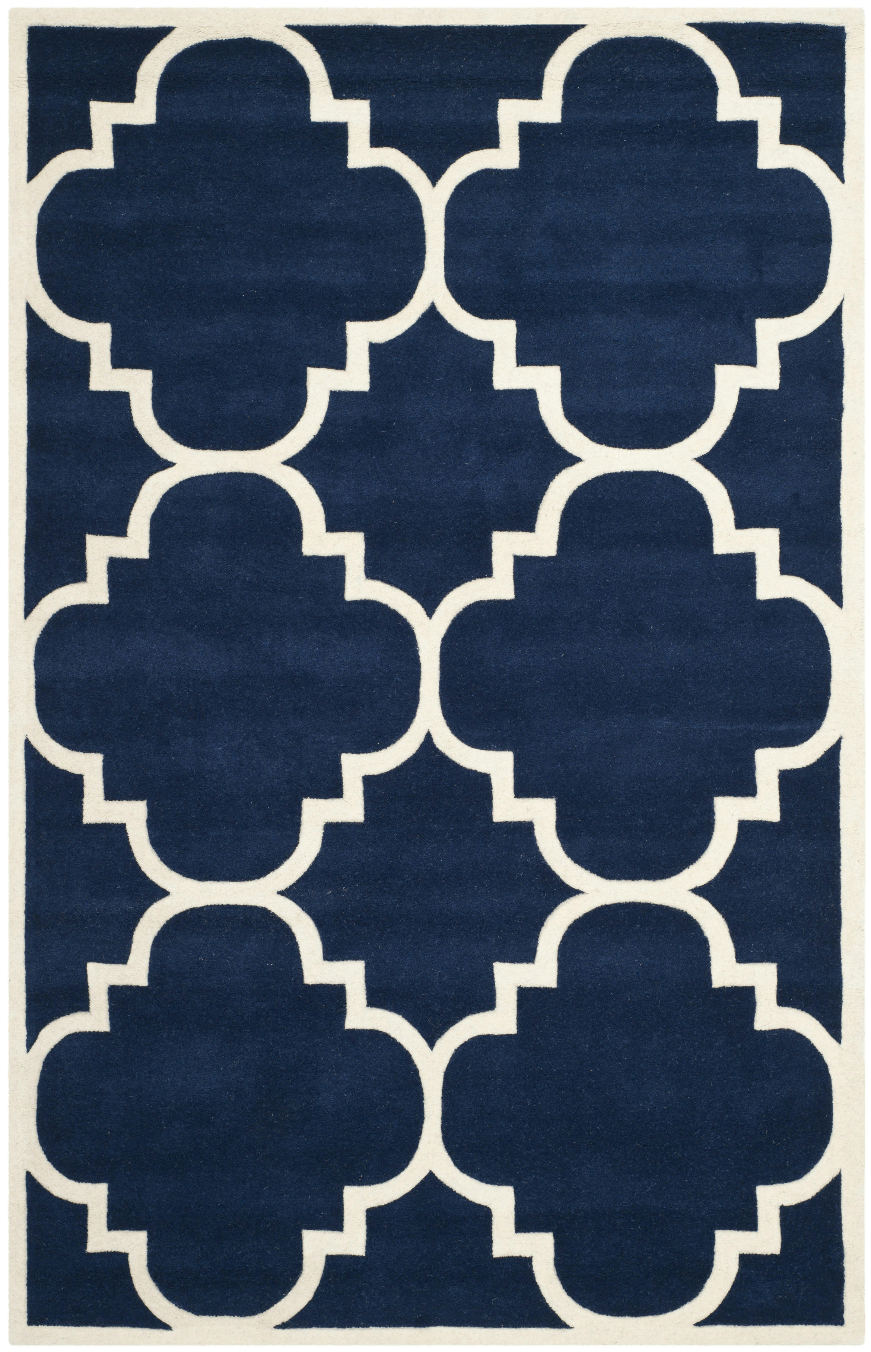 CHATHAM - Tapis de salon interieur en bleu fonce & ivoire, 152 x 244 cm