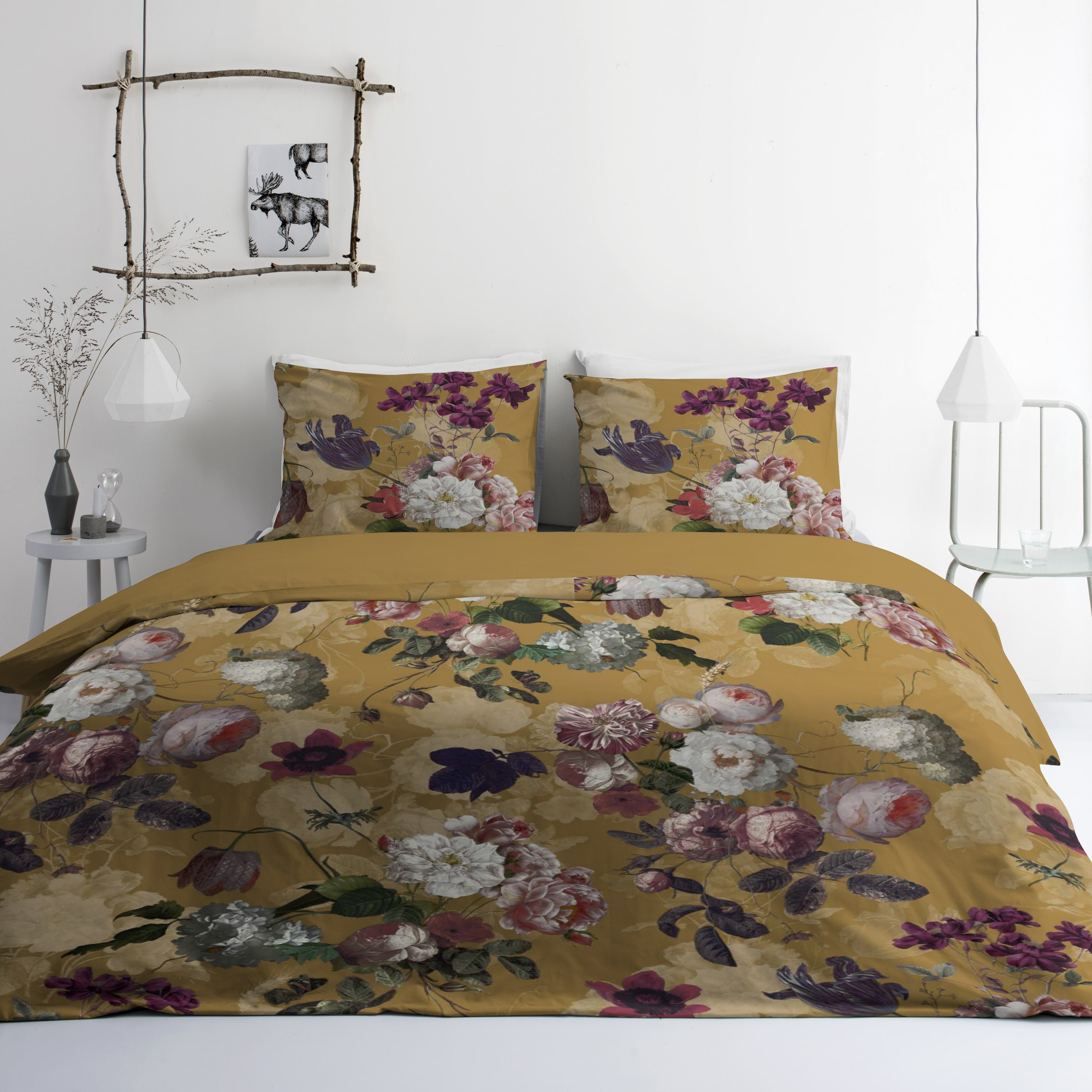 Byrklund Flowers United Dekbedovertrek 140 x 220 cm - Okergeel