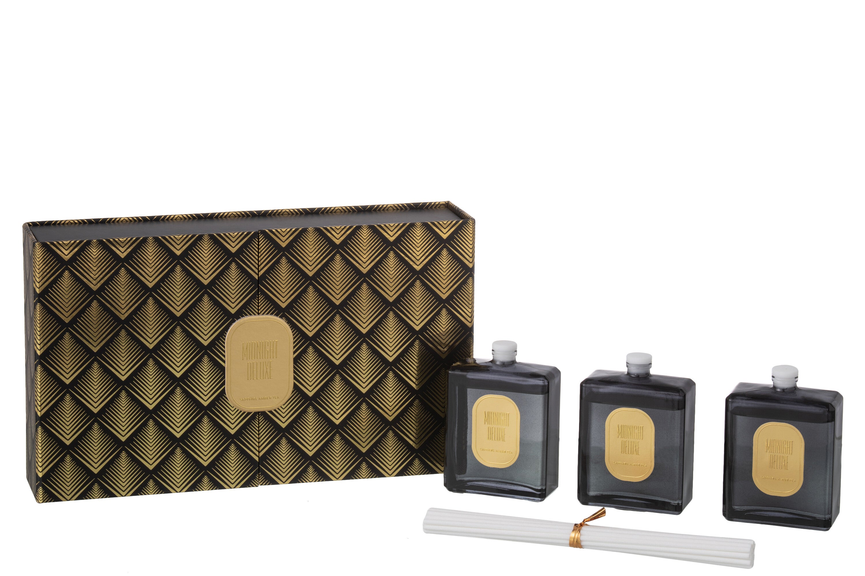 J-Line geurolie Midnight Deluxe - Sapphire Amber Tea - zwart - 3 stuks