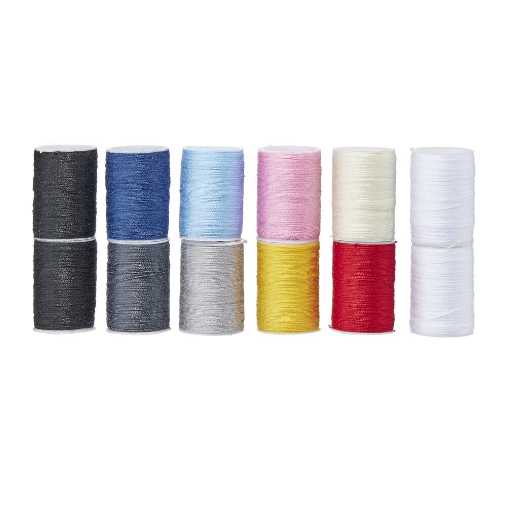Set de 12 bobines de fil à coudre 12 couleurs
