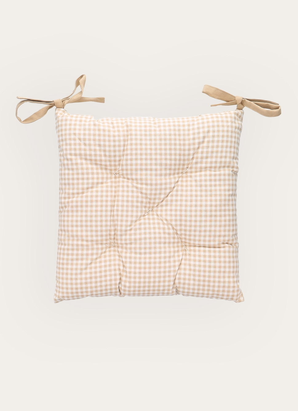 DESSUS DE CHAISE TOILE IMPRIMÉE FAÇON VICHY BEIGE