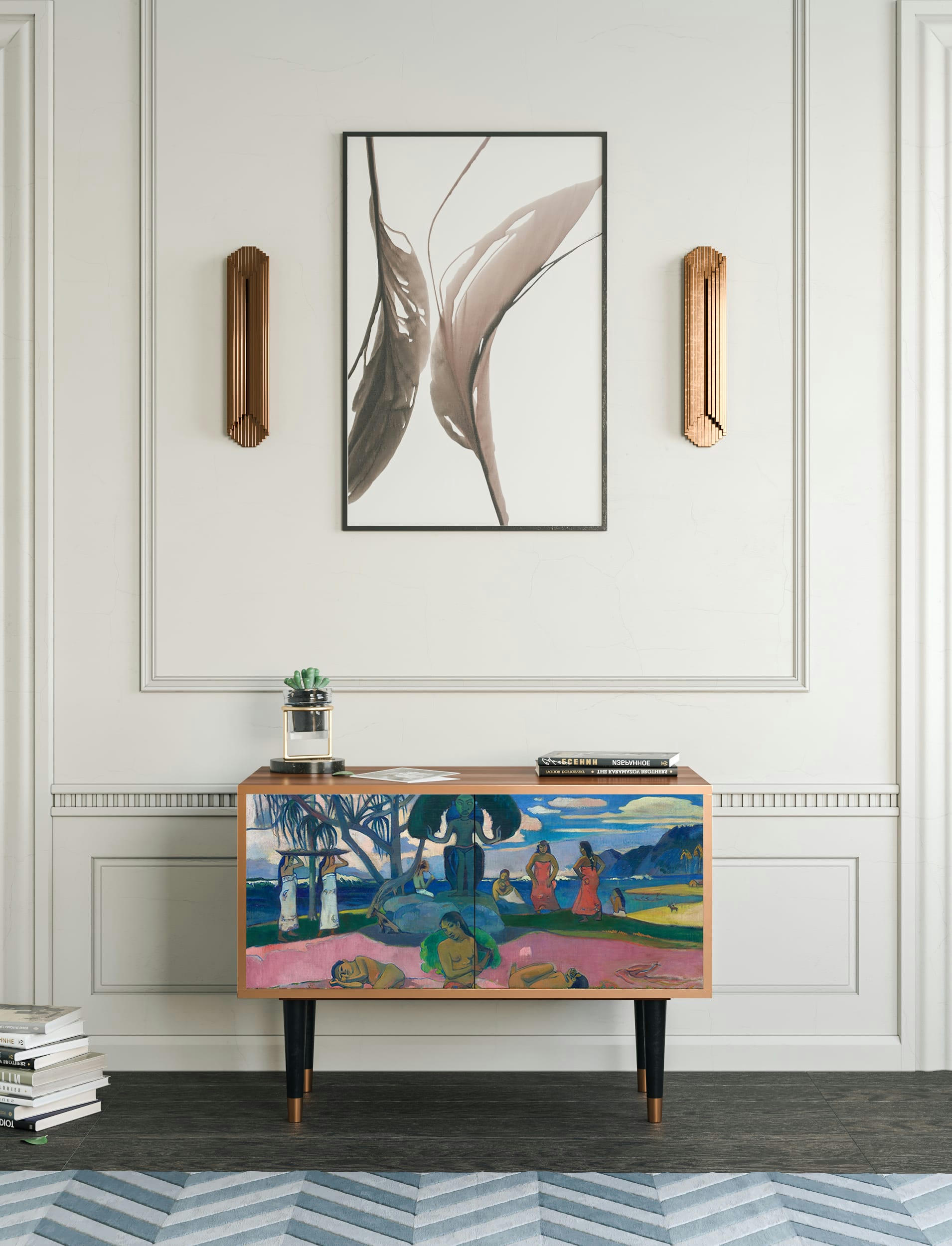 DAY OF THE GOD BY PAUL GAUGUIN - Buffet bas  multicolore 2 portes L 94 cm