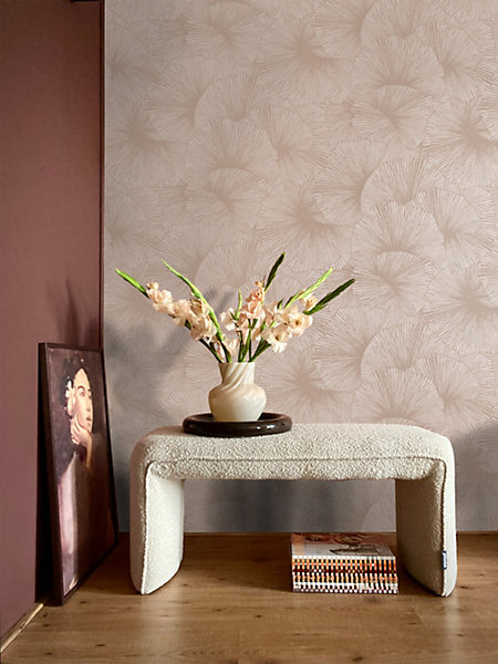 Origin Wallcoverings papier peint effet 3D feuilles vieux rose 53 cm x 10.05 m