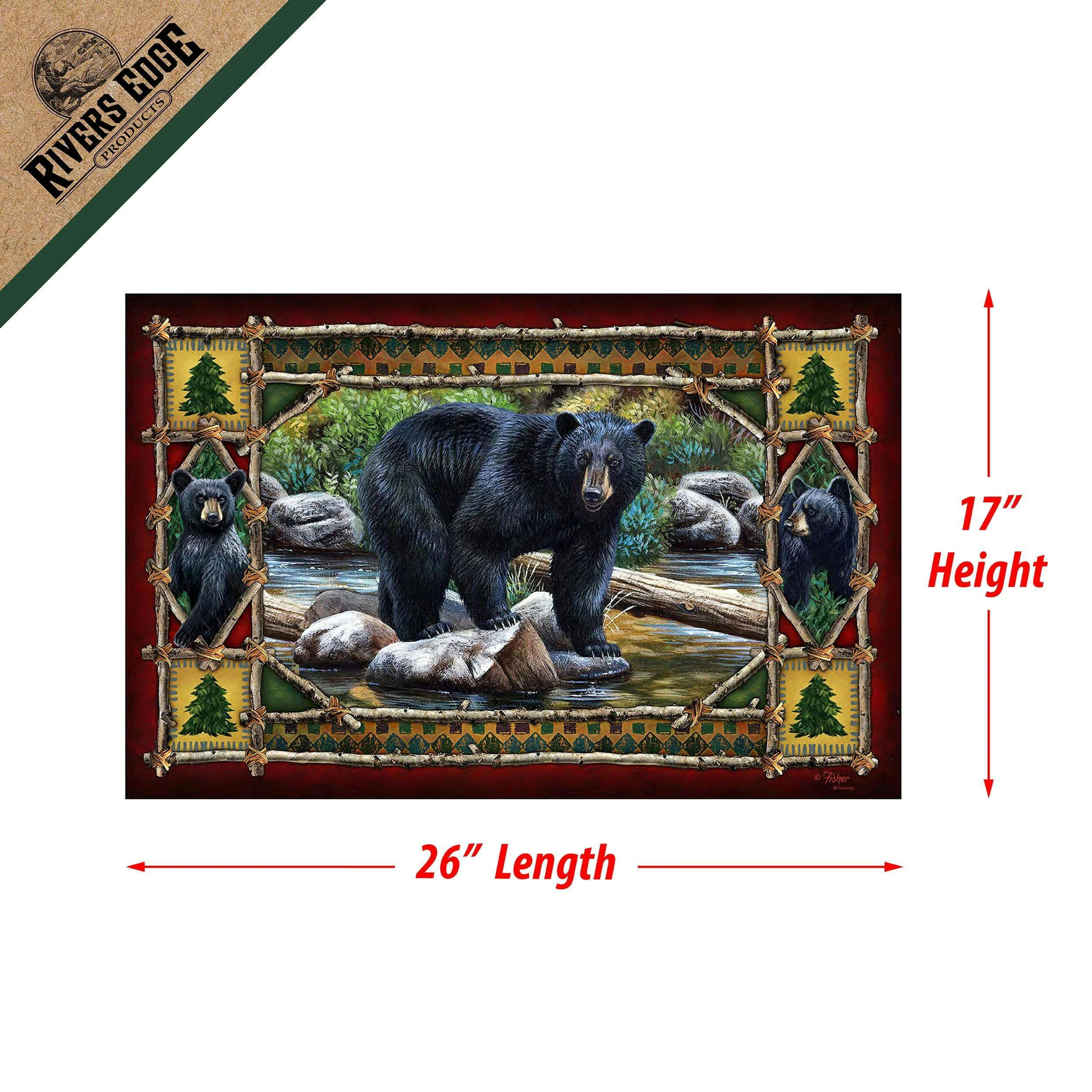 RIVERS EDGE Bear Design Rubber Floor Matt, 26 x17-in