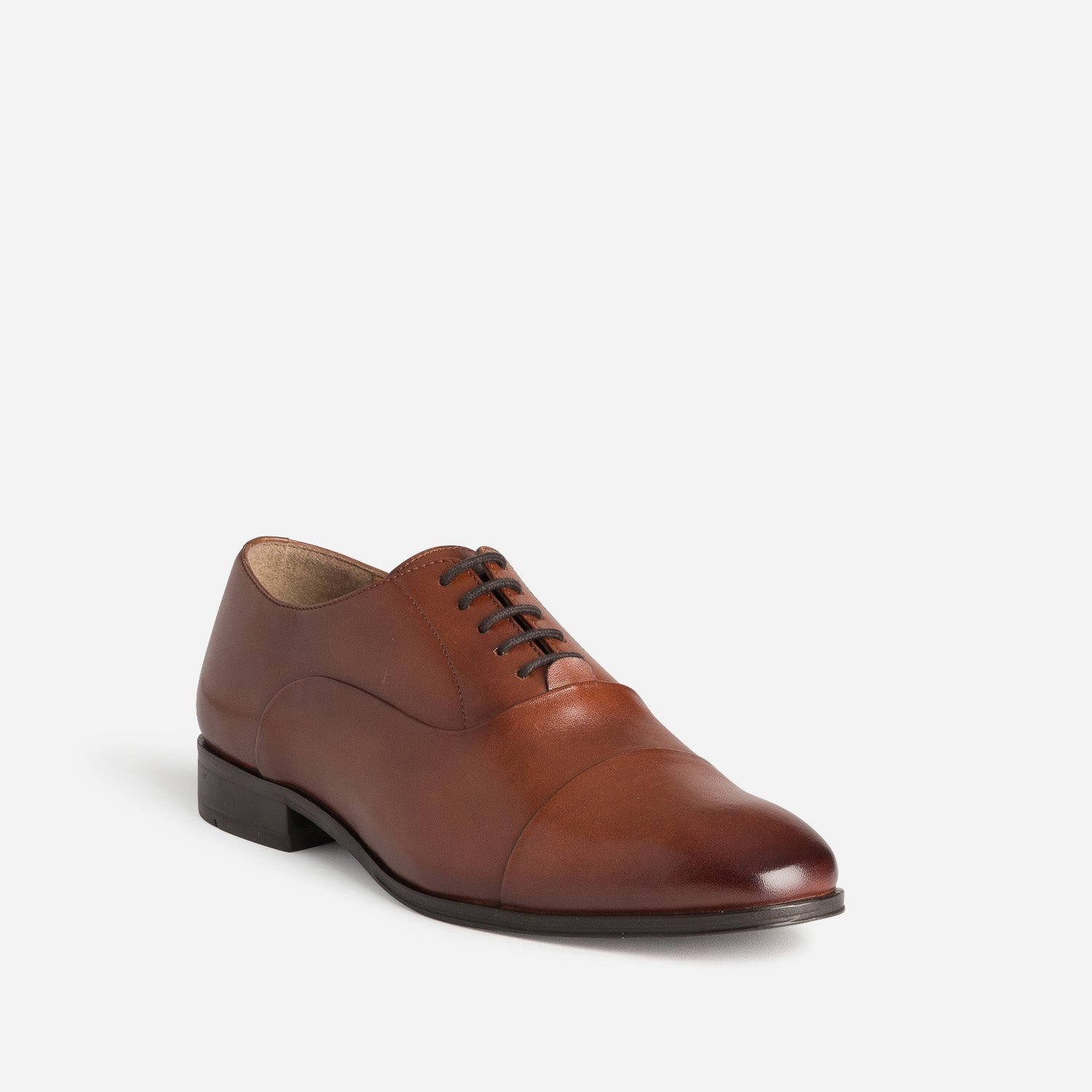 Richelieu cognac cuir bout droit