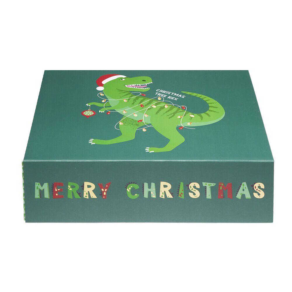 BoÎte cadeau No&euml;l pliable enfant licorne ou dinosaure 35x30cm (2 modèles)
