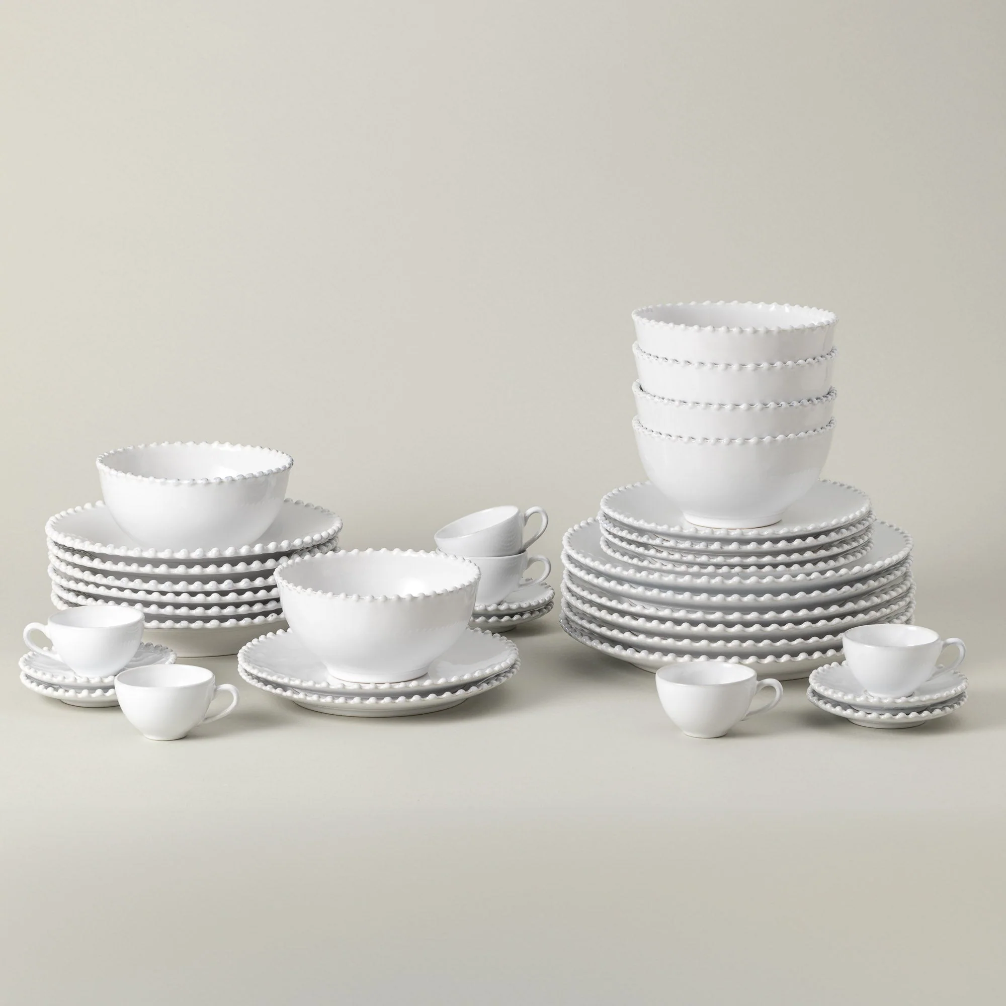 30-Piece Dinnerware Set with Coffee Cup and Saucer Pearl