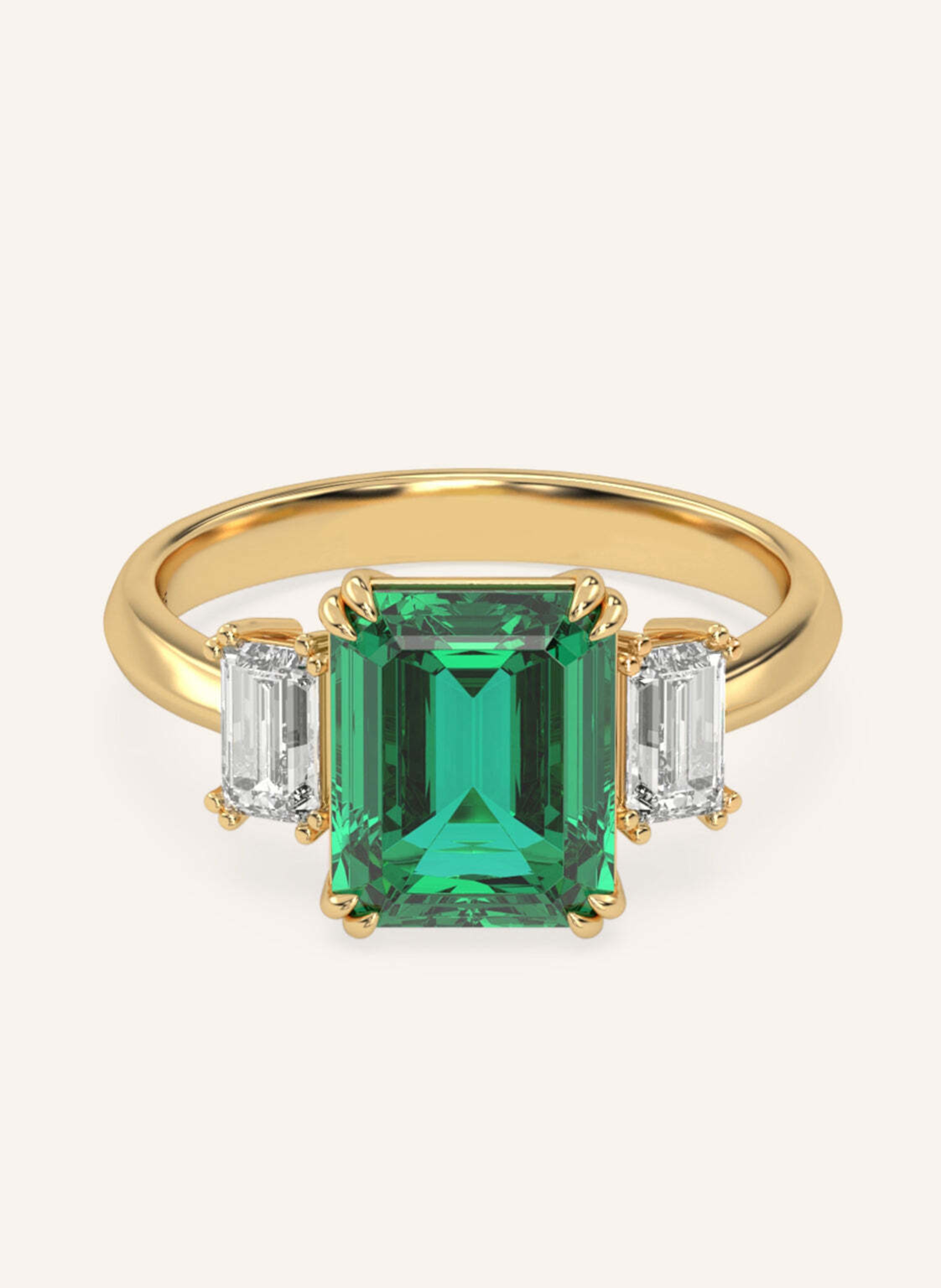 VEYNOU Ring EDEN aus 14 Karat Gelbgold und 3,0ct. Smaragd und Lab-Grown Diamanten