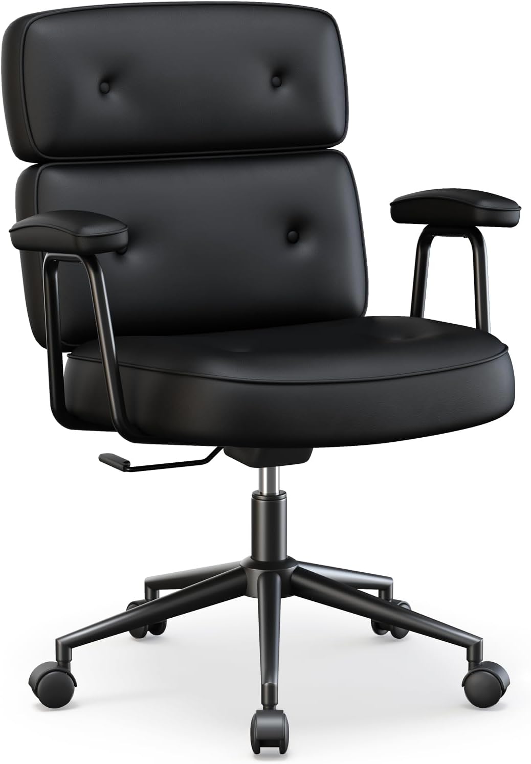 OLIXIS Ergonomic Home Office Desk Chair, PU Leather Computer Chair with Lumbar Support Adjustable Height Rolling Swivel Executive Task Armrests Chair, Inky