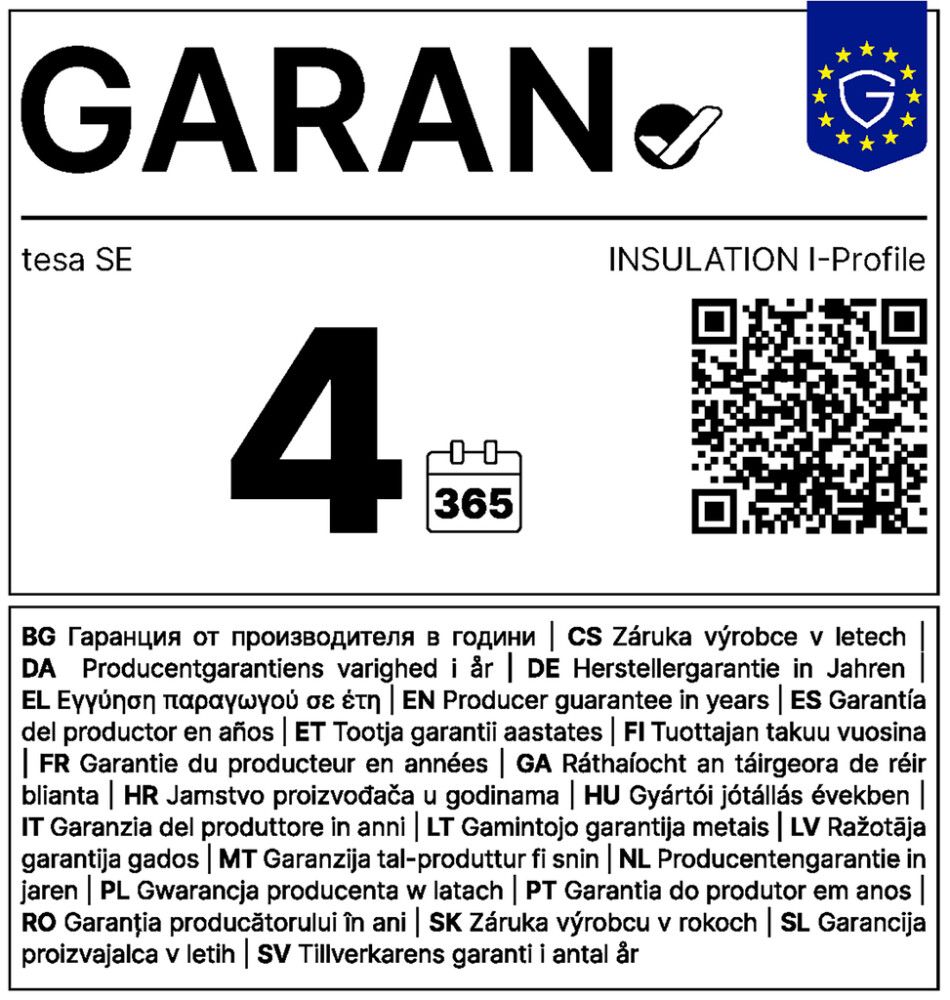 TETNINGSLIST TESA I-PROFIL PVC HVIT 6X0,09 M