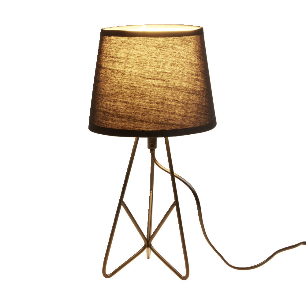 Lampe à poser abat-jour tissu noir 18x18xH35cm