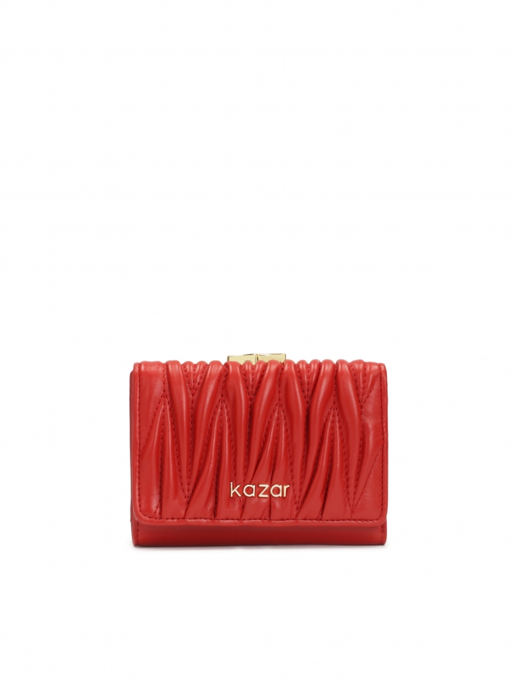 Small leather wallet in red color