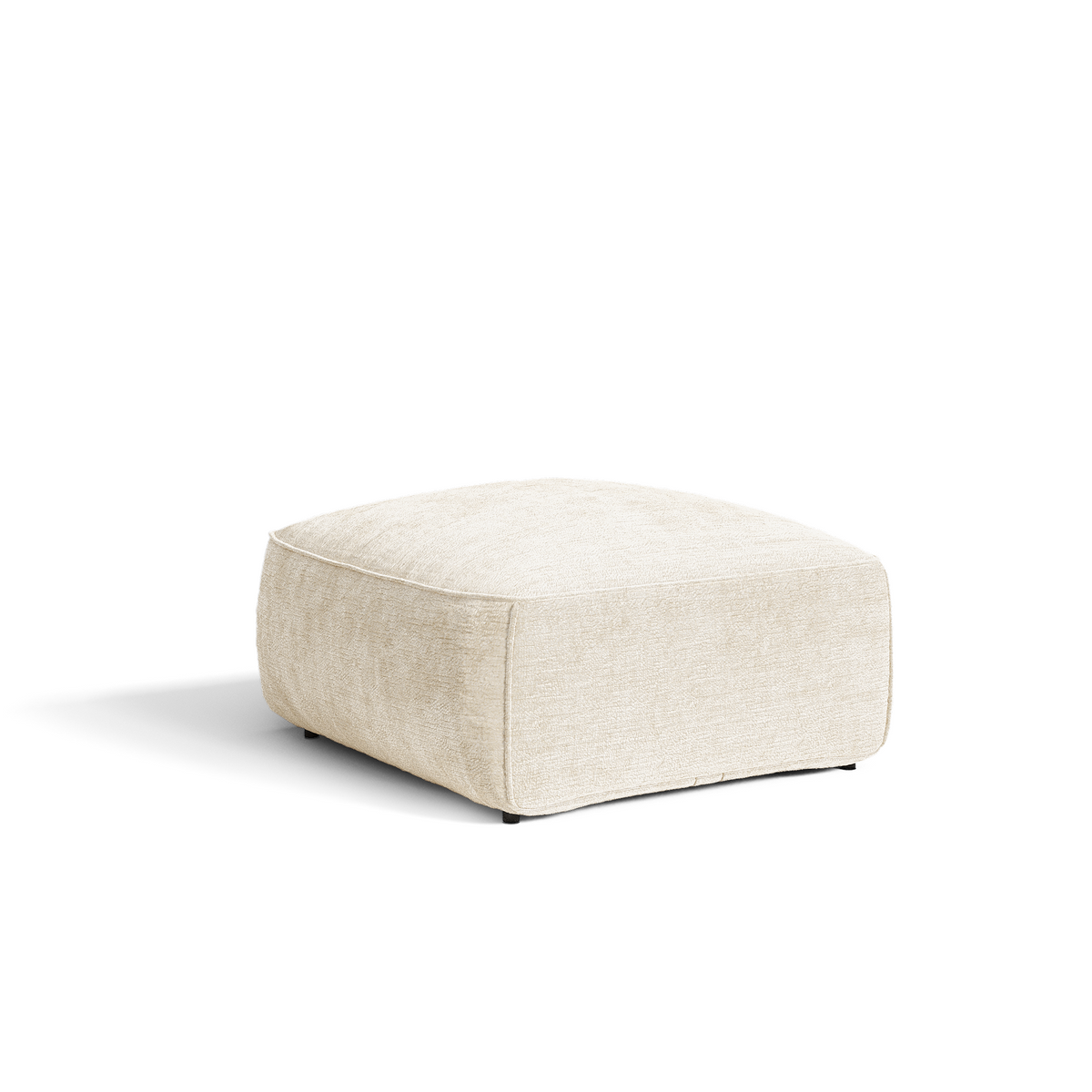 Premium Interiors - Poef LOMI - fluweel met reliëf crème 75cm