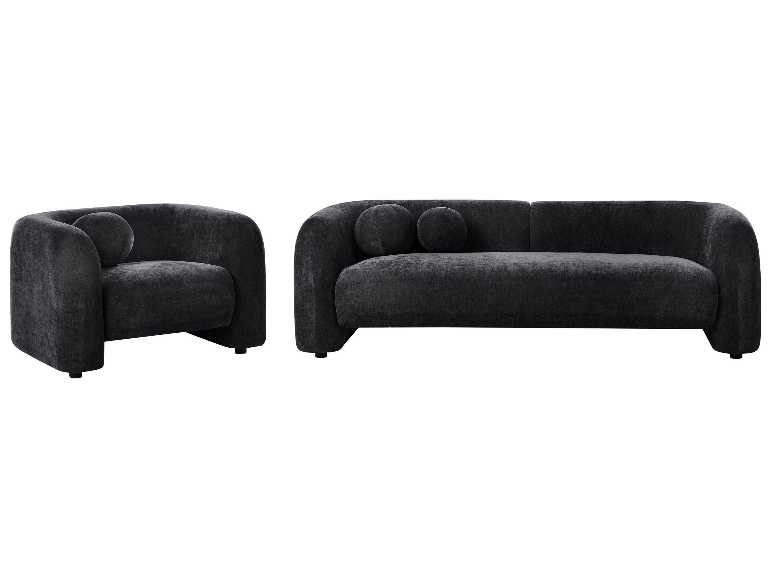 Komplet wypoczynkowy 4-osobowy sofa i fotel czarny