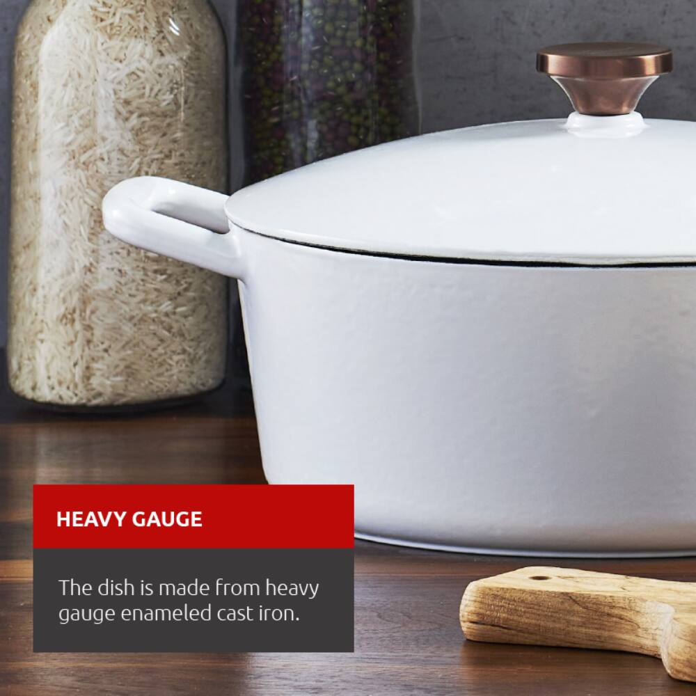 Lagostina Tuscan Collection Enamel Cast Iron Dutch Oven, White, 4-qt
