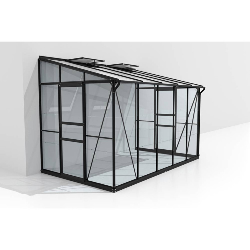 Serre adossée en verre Osiris noire 6,5 m² VITAVIA
