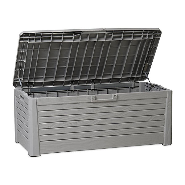 Coffre de Jardin Résine 550 Litres GRIS Effet bois FLORIDA 147 x 72 x 60 cm Haute résistance UV TOOMAX