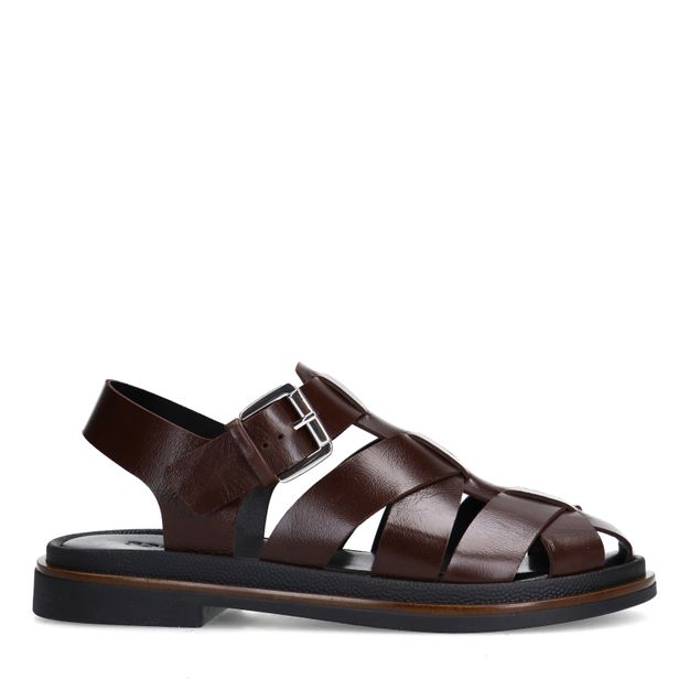 Donkerbruine leren sandalen