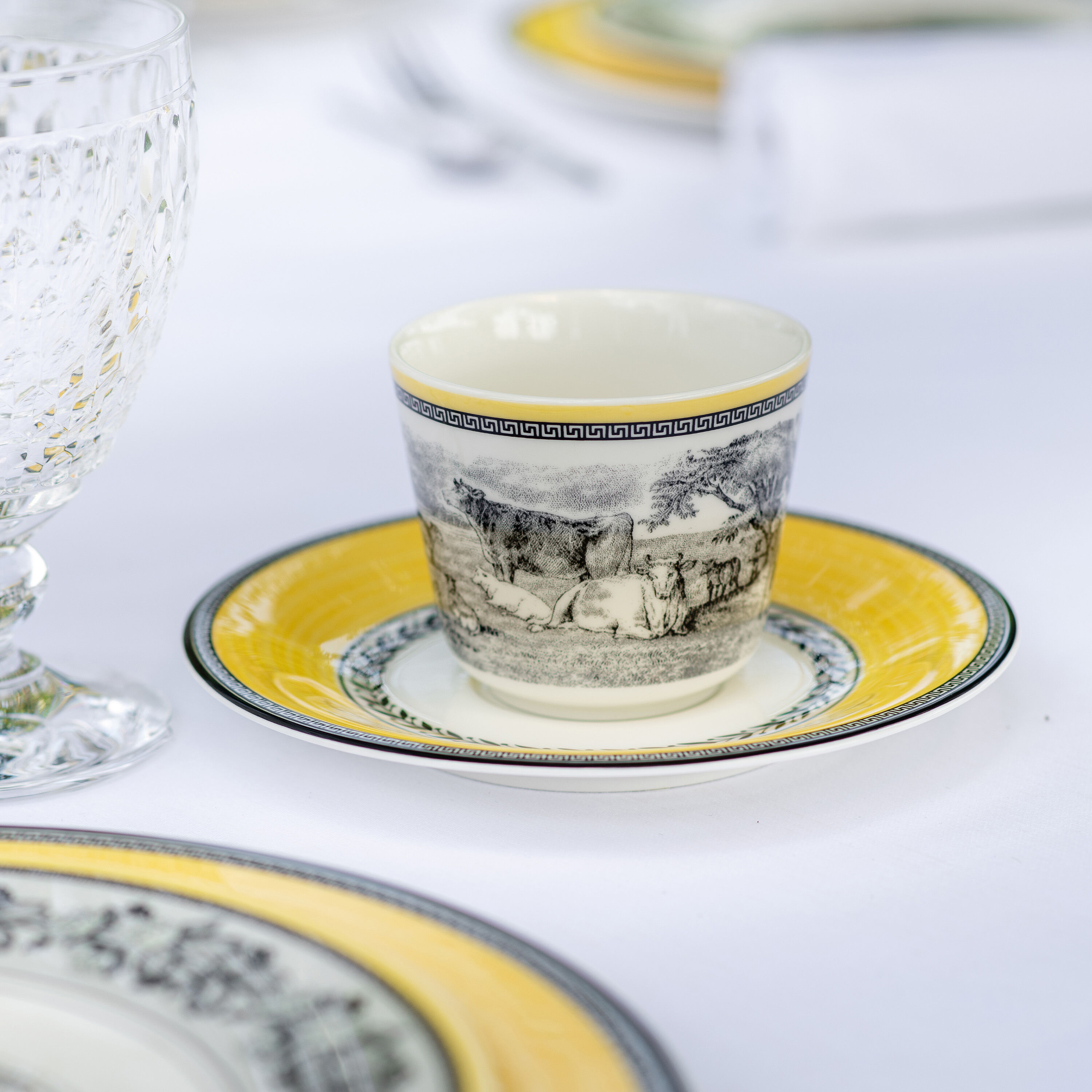 Audun Coffee cup saucer - Multi-colored, 7.5'', Premium Porcelain