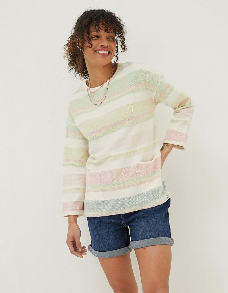 Amari Textured Stripe Crew Sweatshirt
