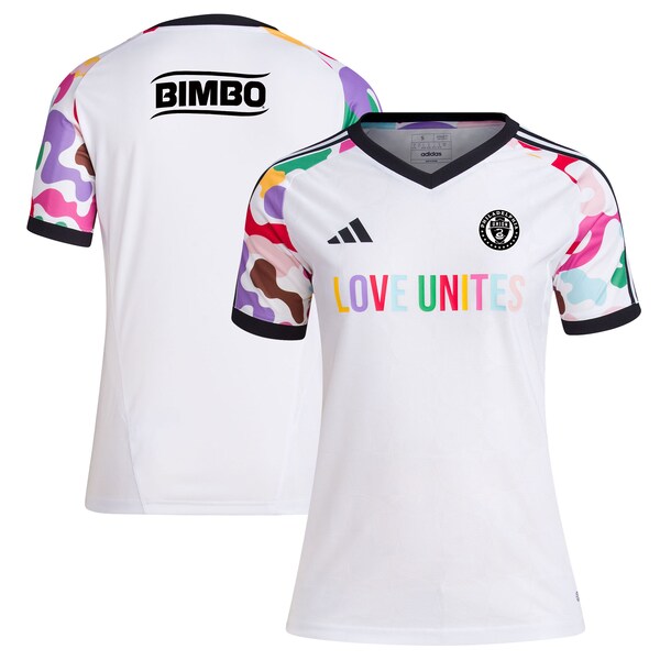 Philadelphia Union adidas Women's 2024 Pride Pre-Match Top - White
