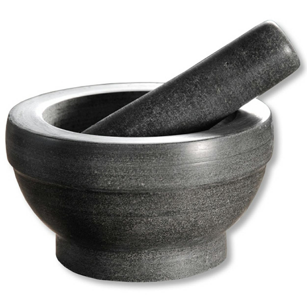 Moździerz granitowy z tłuczkiem 16x8,5 cm szary do mielenia przypraw ziół