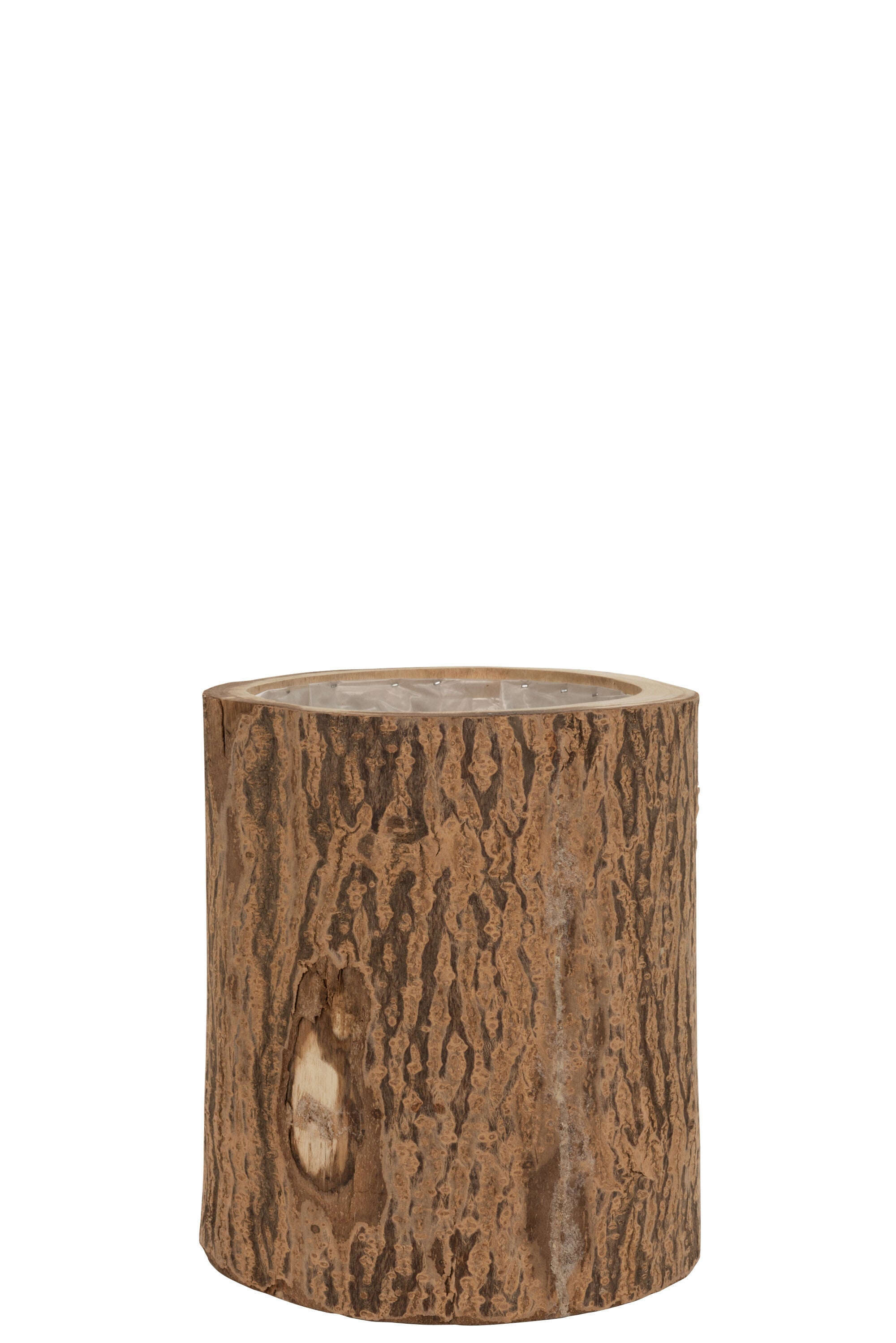 J-Line bloempot Berk - hout - naturel - large - Ø 28 cm