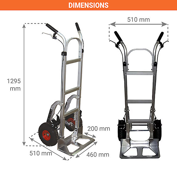 Diable alu avec frein - Roues gonflables - ST250/FM