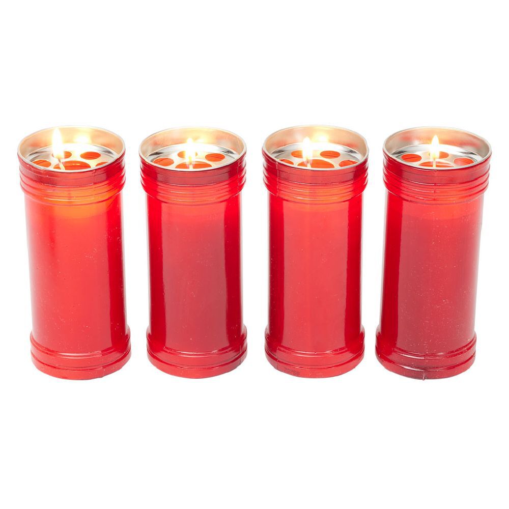 Bougie funéraire rouge H14cm x4
