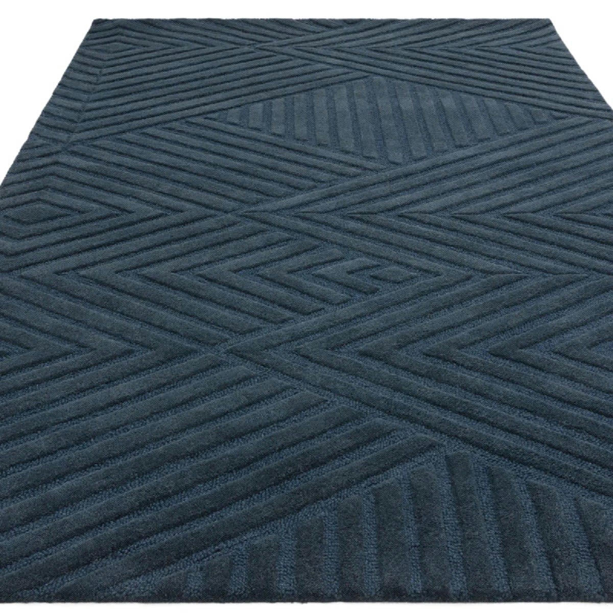 JOGAN - Tapis de salon en laine bleu 160x230 cm