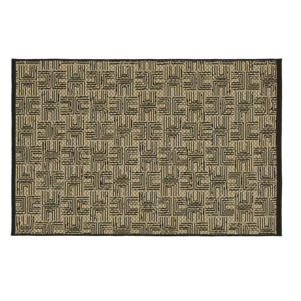 KISMAYU - Tapis en polypropylène noir et beige 120x180