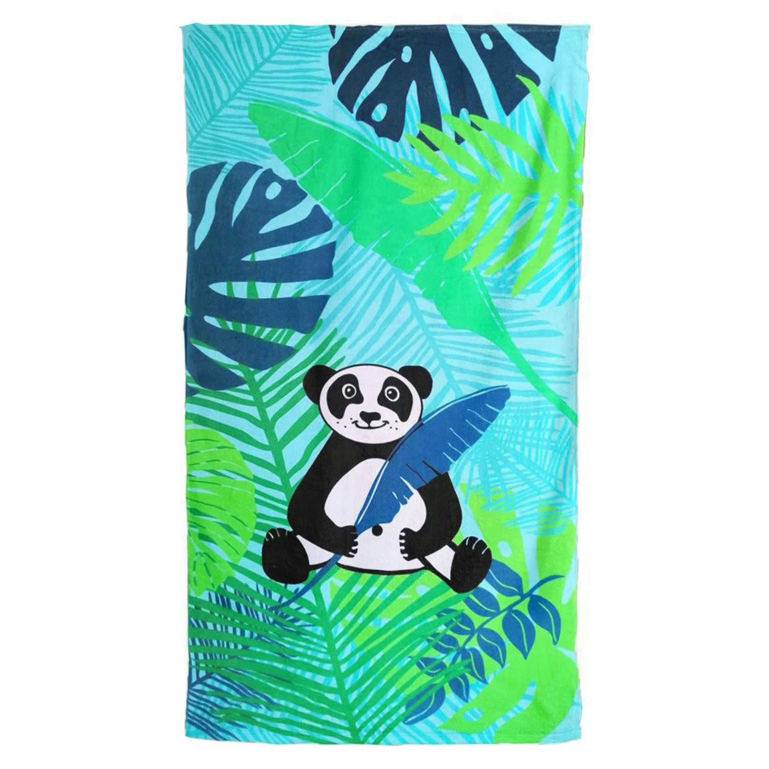 SERVIETTE PLAGE ENFANTS - Serviette microfibre enfant Panda 70x140 vert