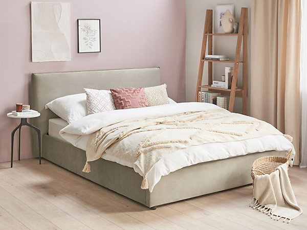 Lit ottoman Velours LAVAUR 160 x 200 cm Taupe