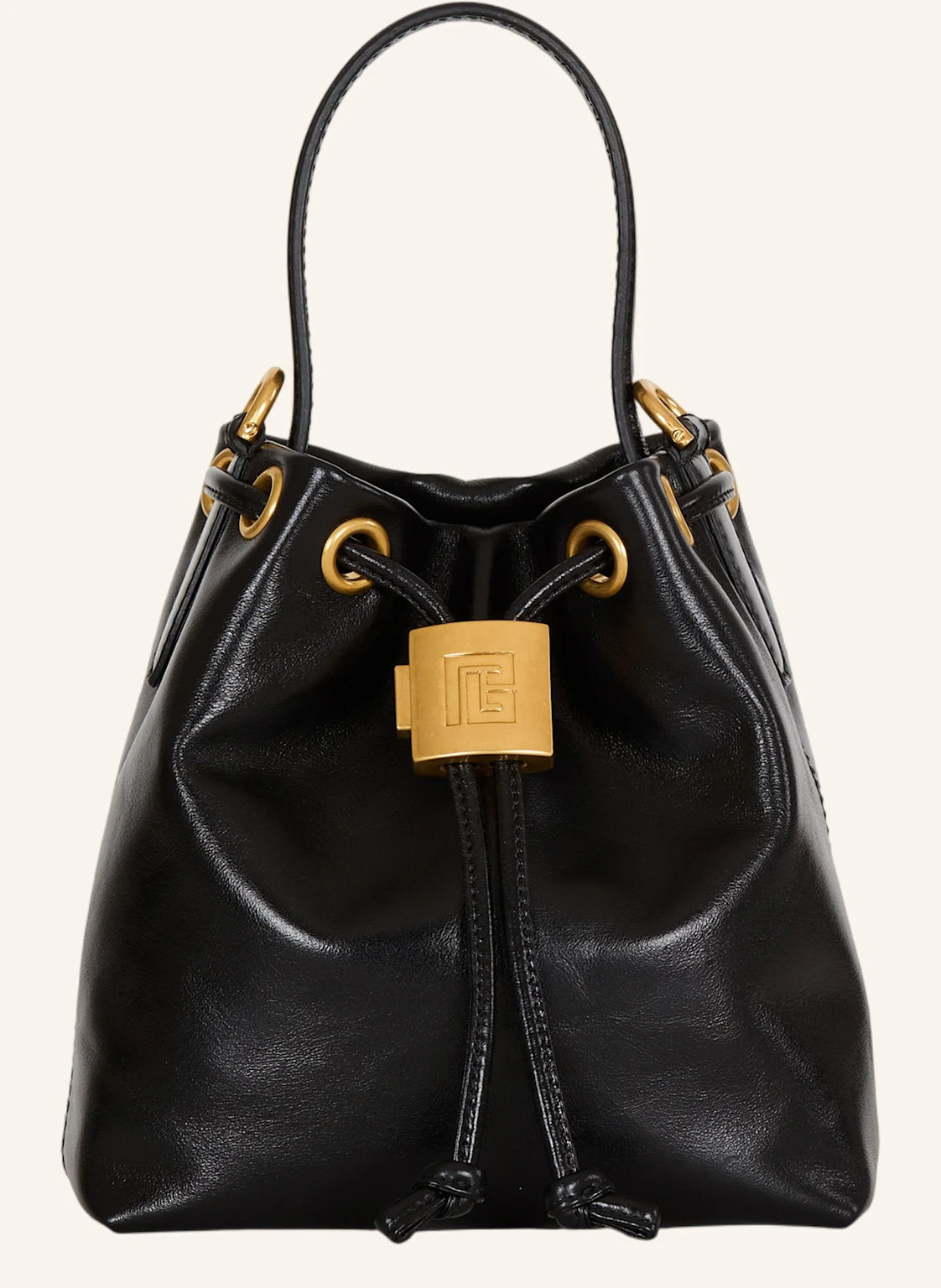 BALMAIN Pulse Bucket Tasche aus Glattleder