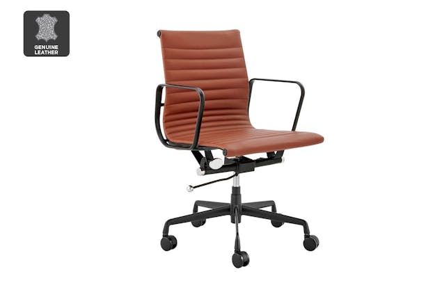 NNEKGE Low Back Office Chair (Tan Leather)