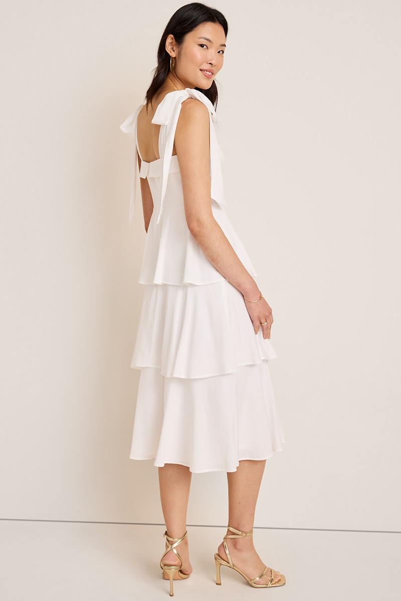 Gail Tiered Bow Strap Midi Dress