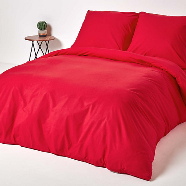 Parure de lit 100% coton égyptien 200 fils rouge, 240x220cm - HOMESCAPES