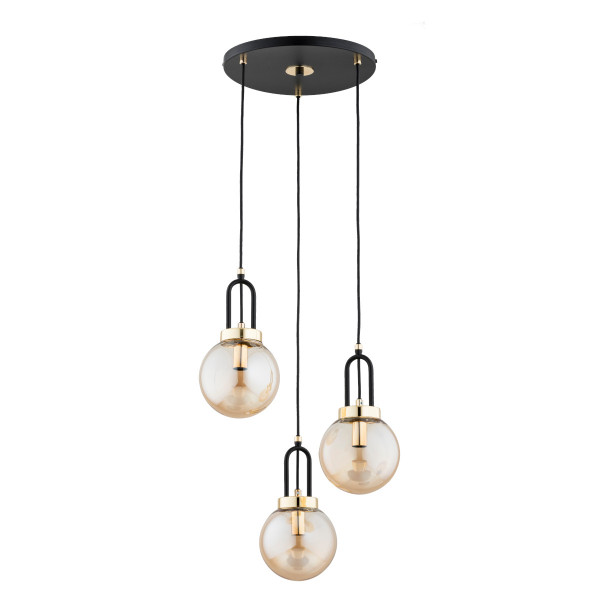 Lampa wisząca czarno-złota-bursztynowy ATORI 3xE14x10W Alfa