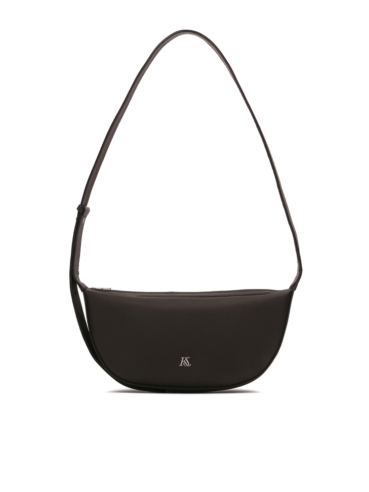 Dark brown handbag with silver hardware