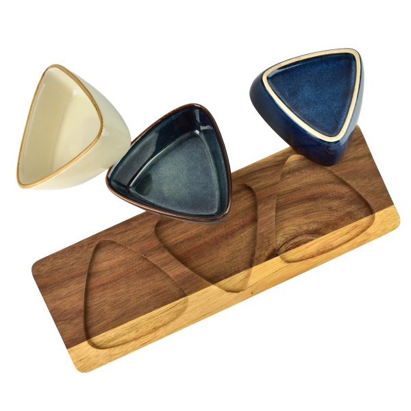 MODERN KITCHEN Deska z 3 miskami 9x9x3,5cm 100ml