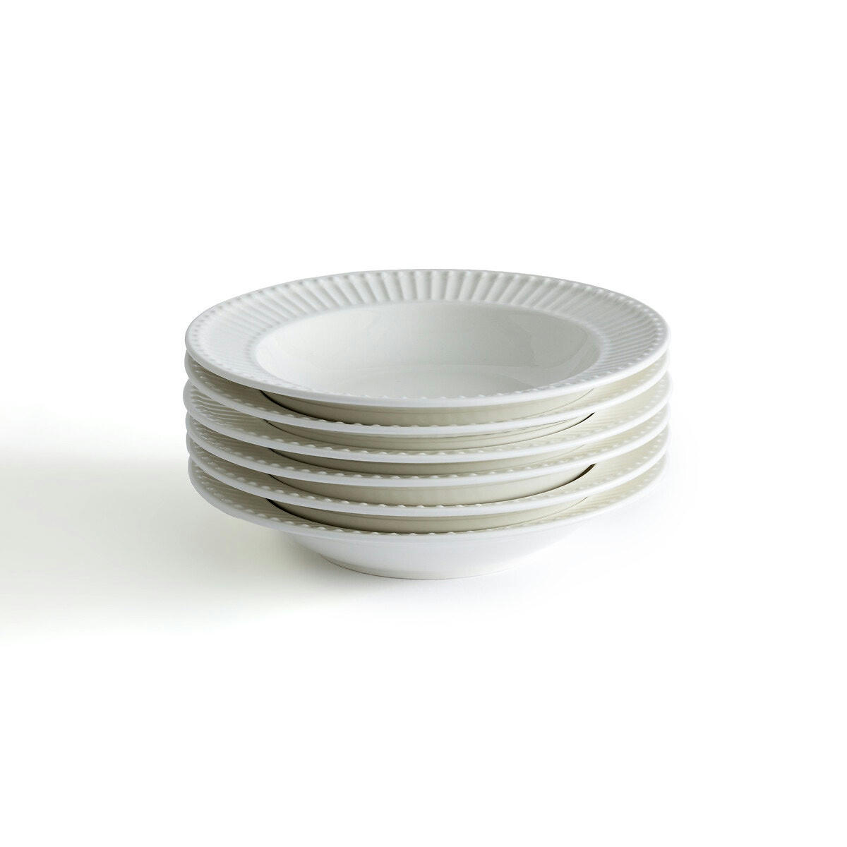 Lot de 6 assiettes creuses en porcelaine, Jewely