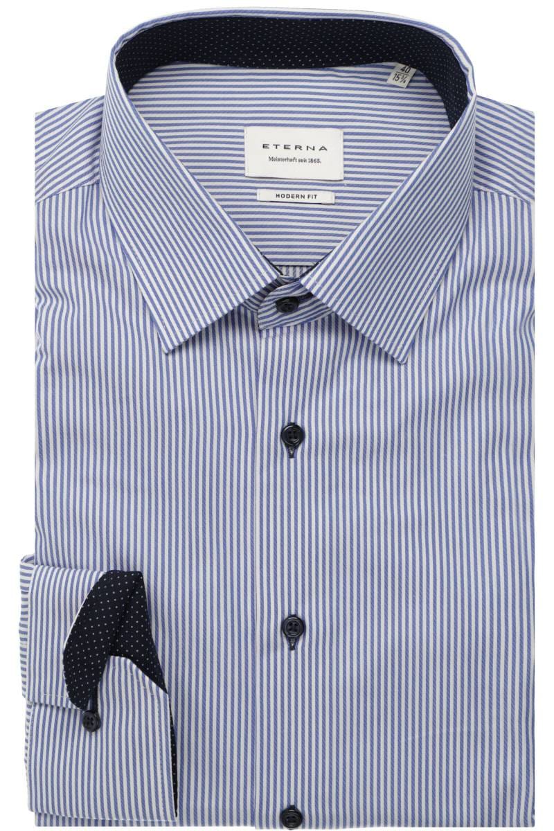 ETERNA Modern Fit Hemd blau/weiss, Gestreift
